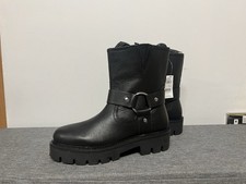 Next Women 's Leather Chunky Black Ankle Biker Boots Size 6 EUR 39 BNWT RRP£72