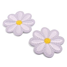 2 White Daisy Flower Iron On /