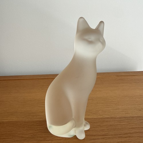 Vintage frosted glass cat - vintage,