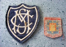 2 VINTAGE SCHOOL EMBROIDERED CLOTH BADGES - BLAZER CMS & MORPETH GRAMMAR SCHOOL