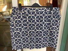 mudd and water uk 18 knee length skirt vgc linen cotton blue white lined