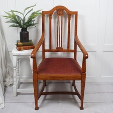 Edwardian oak carver chair - edwardian,