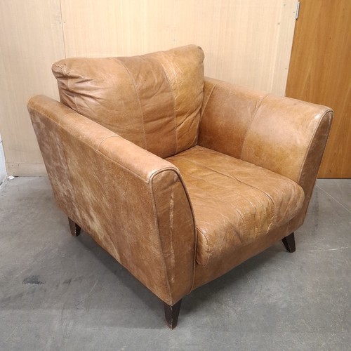 Leather armchair tan brown - leather,