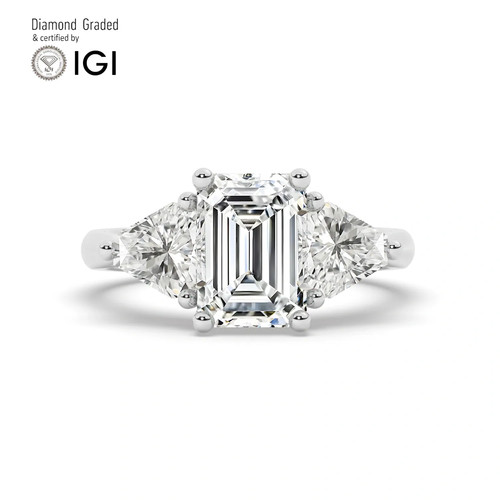 Emerald diamond trilogy ring - trilogy,