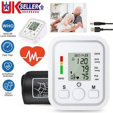 LCD Digital Automatic Blood Pressure Monitor Upper Arm with Cuff Heart Rate UK