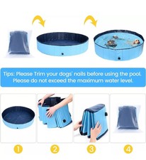 Pet Foldable Swimming Pool Bath Wash Tub 80cm Blue Portable Cooling