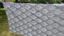 VINTAGE LENGTH OF JACQUARD FABRIC - SILVER - LEAF MOTIF - 4.55m x 1.2m