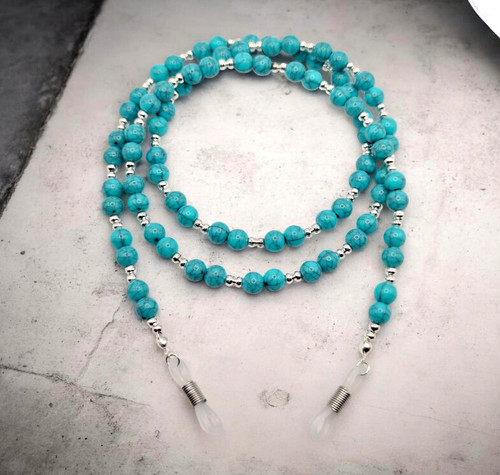 Turquoise beaded glasses - beaded, chain