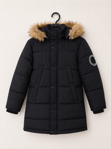 Kids black puffer parka - puffer, coat