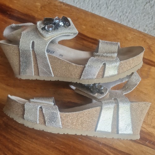 Mephisto gold leather sandals - leather,