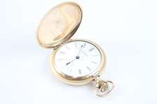 Waltham USA Full Hunter Rolled Gold Pocket Watch Hand Wind Requires Repairs