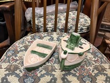 Quirky Boat Shaped Porcelain Soap Dish and Toothbrush Holder
