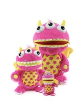 PINK WORRY YUMMY MONSTER STUFFED TOY CUDDLY ZIPPER MOUTH EATS FEARS WORRIES