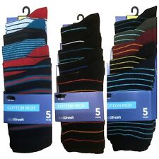 Men's 5 Pack Socks Cool & Fresh Assorted Cotton Rich Sock Ex High Street