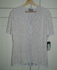 Frank Usher Beaded Silk Evening Jacket / Top – Lilac – Hook & Eye Fastening – M