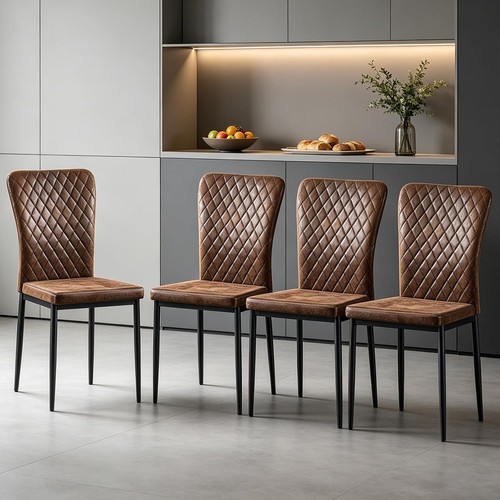 Set brown suede dining - set,