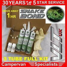 CAMPER VAN CAR WINDOW FITTING KIT 3 x TUBE GLUE ADHESIVE PRIMER t5 vw t6 ford a