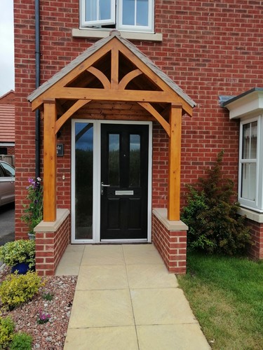 Timber front door porch - door, canopy