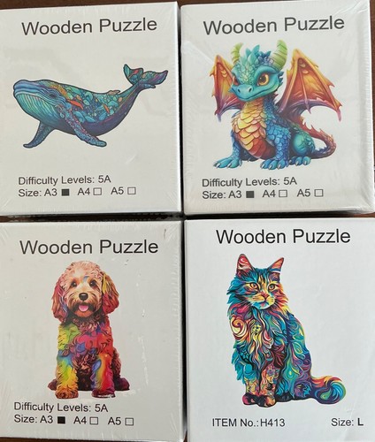 Four wooden animal jigsaw - four,