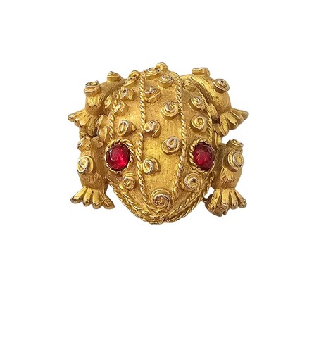 Gold tone vintage frog - tone,