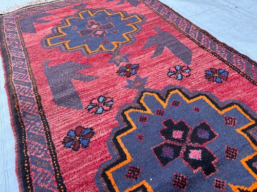 Red afghan hand knotted - afghan,