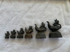 BRONZE OPIUM WEIGHTS - GRADUATED SET OF 6 - VINTAGE / ANTIQUE SOUTH EAST ASIAN