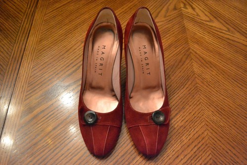 Magrit burgundy suede med - med, heel