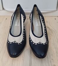 Nil Sinlile Black And White Leather Kitten Heel Womens Shoes Size 5 Stich Detail
