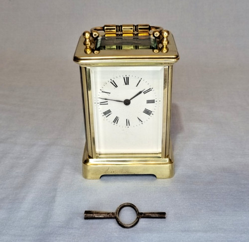 Antique brass carriage - antique, clock