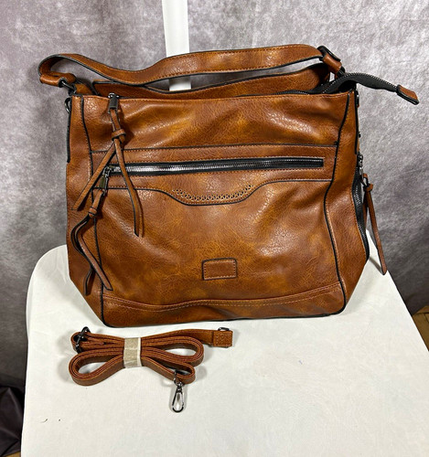 Brown faux leather crossbody - brown,
