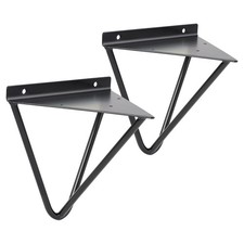 Pair of Hairpin Industrial Wall Shelf Support Brackets Metal Prism Mounts #885