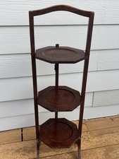 Antique Edwardian Folding Wooden 3 Tier Cake Stand Plant Stand Display shelves