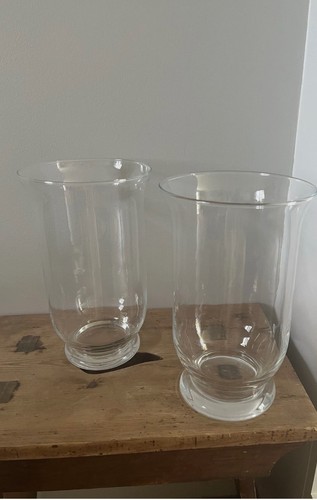 Pair hand blown 23cm clear - hand,
