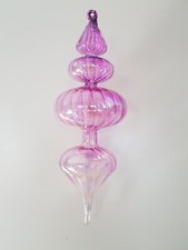 Handblown Glass Iridescent Pink Christmas Decoration Bauble Luxury 20cm New