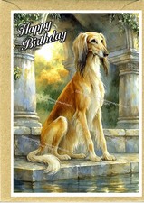 Saluki Dog Birthday Card  (4"x