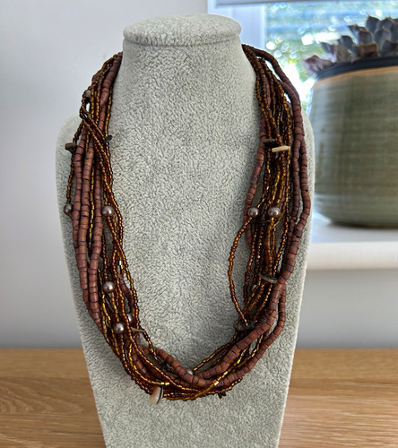 Multi strand brown glass - multi-strand,