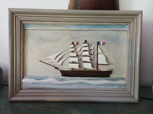 Antique diorama model boat - model,