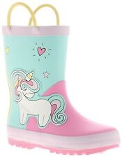 GIRLS 3D UNICORN RUBBER WELLIES LINED WELLINGTON BOOTS RAIN WELLYS UK SIZE 6-12