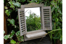 Distressed Wood Shutter Mirror