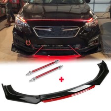 Front Bumper Lip Splitter Spoiler Body Kit+Strut Rods For Subaru Impreza WRX STI