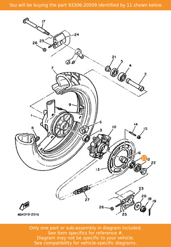 Yamaha bearing 93306 20509 - yamaha, 93306-20509