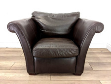ARMCHAIR Multiyork Dark Brown Leather Removable Cushions Wooden Feet Lounge