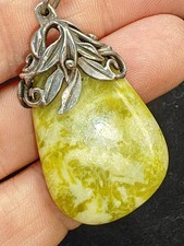 Connemara Marble green gemstone fancy pendant chain 925 sterling silver necklace