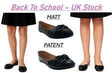 Back To School Shoes Ladies Womens Girls Black Ballerina Flats Dolly UK NEW