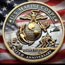 USMC Challenge Coin/Medal, 250th Anniversary U.S.Marine Corps United States