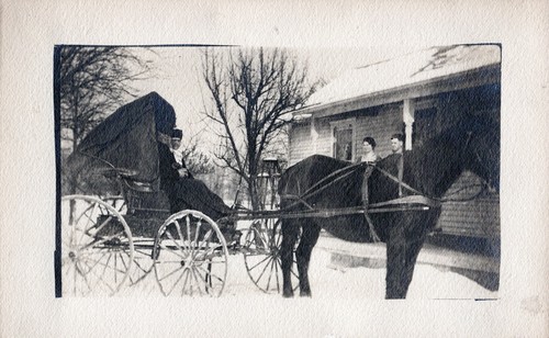 Rppc horse drawn buggy - rppc, winter