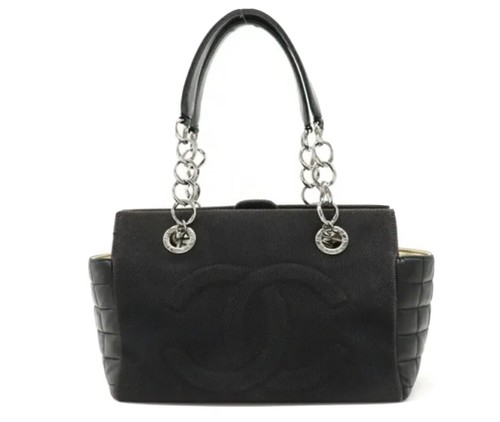 Chanel black leather and