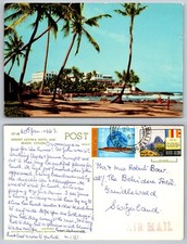 s20326 Mount Lavinia Hotel and beach   Sri Lanka  postcard 1967 stamp
