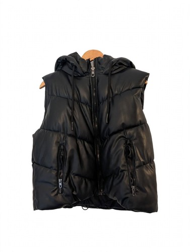 Zara black patent puffer - black,