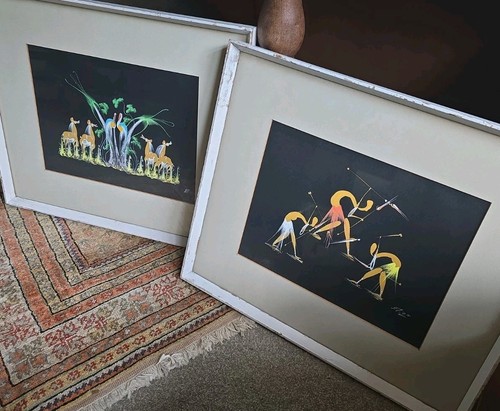 Pair framed vintage 50s - framed,